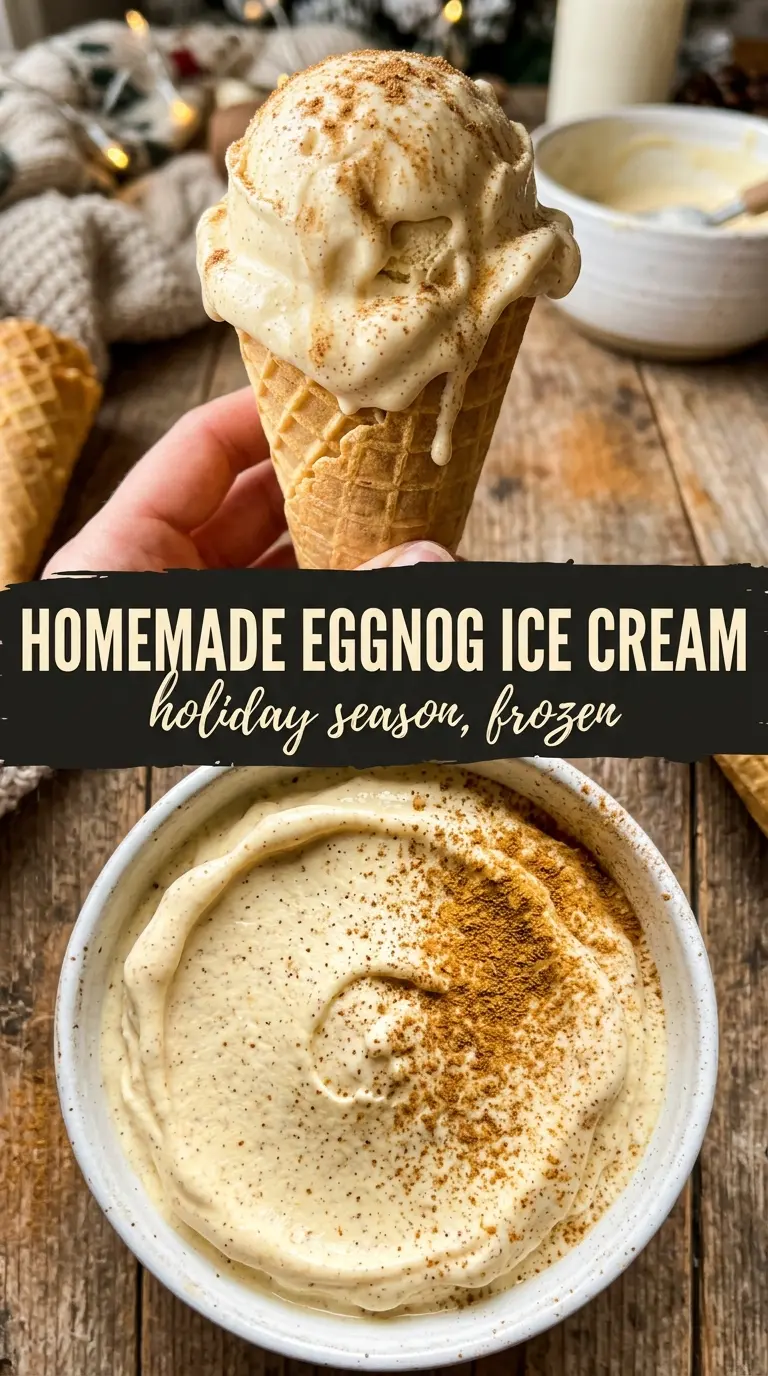 Eggnog ice cream creamy nutmeg