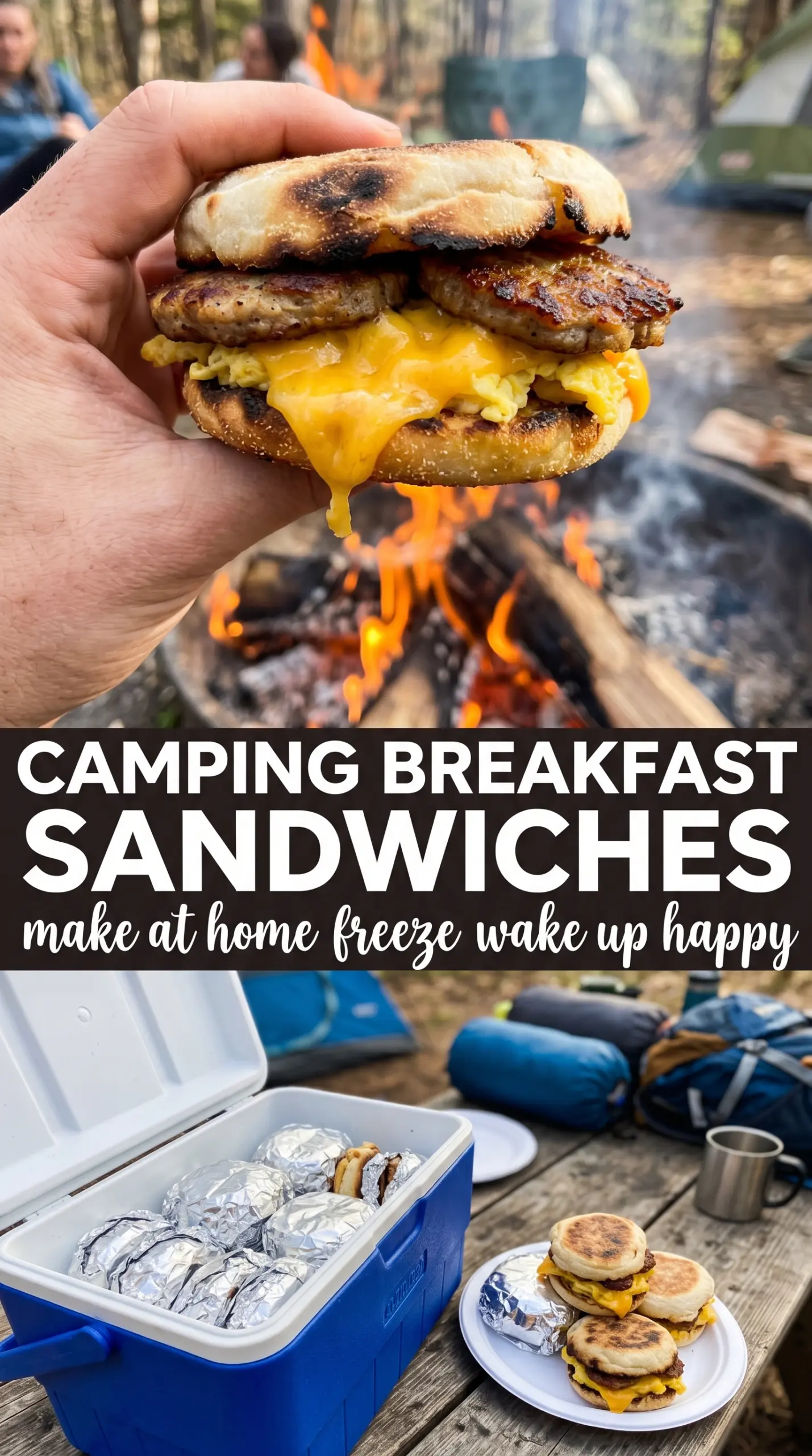Freezer Breakfast Sandwiches with eggs, sausage, and cheese
