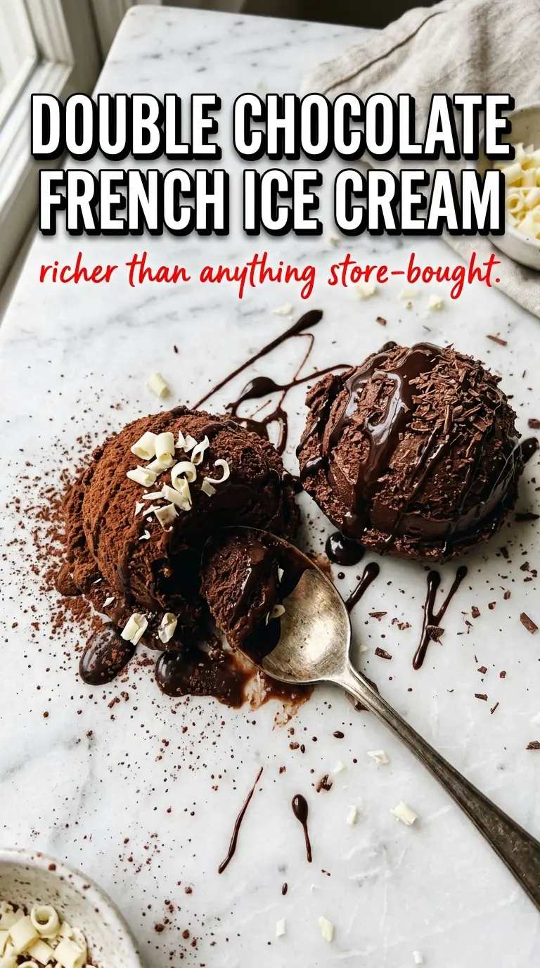 French-Style Double Chocolate Ice Cream dark fudgy glossy