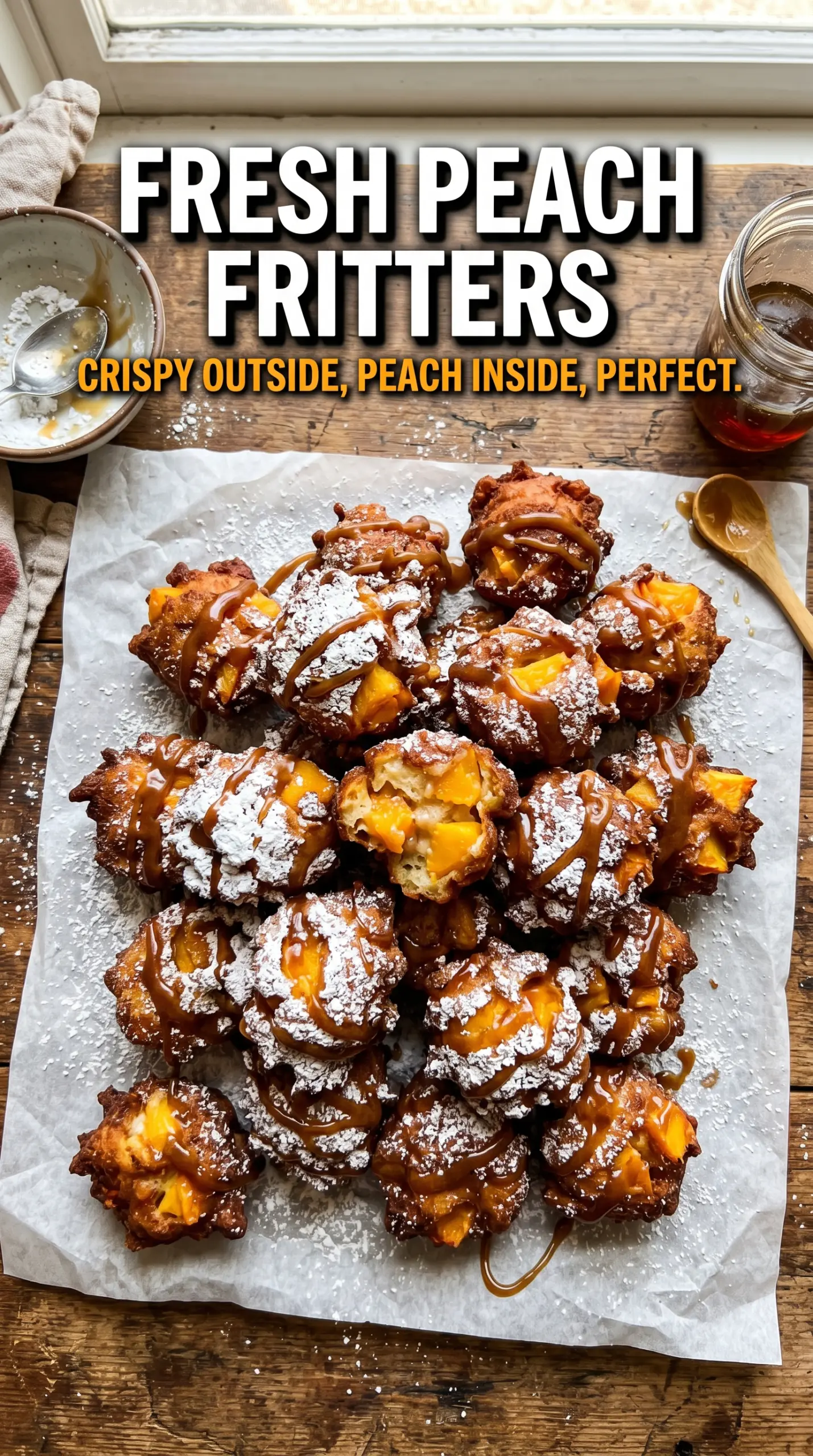 Peach cookies or fritters ready to eat