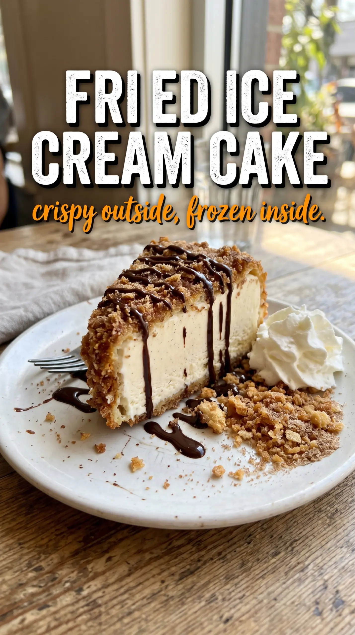 Slice of layered ice cream cake on a plate