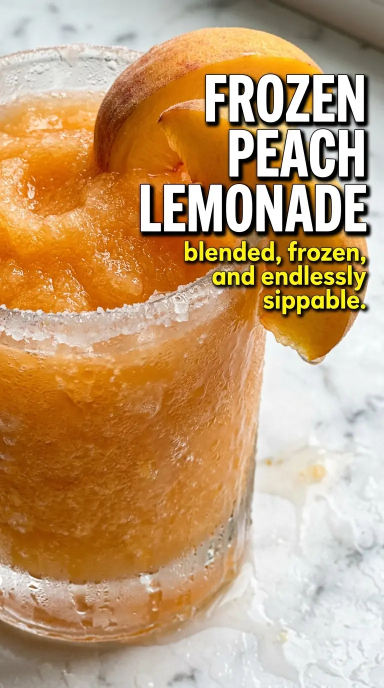 Cold peach drink in a glass with ice