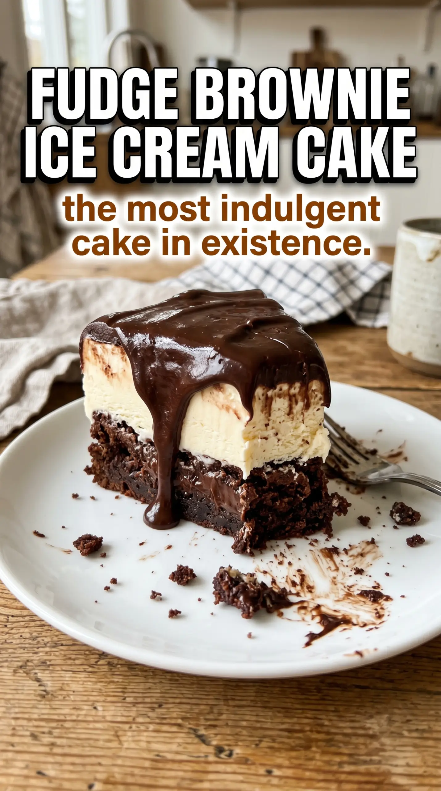 fudge brownie ice cream cake chocolate vanilla layered
