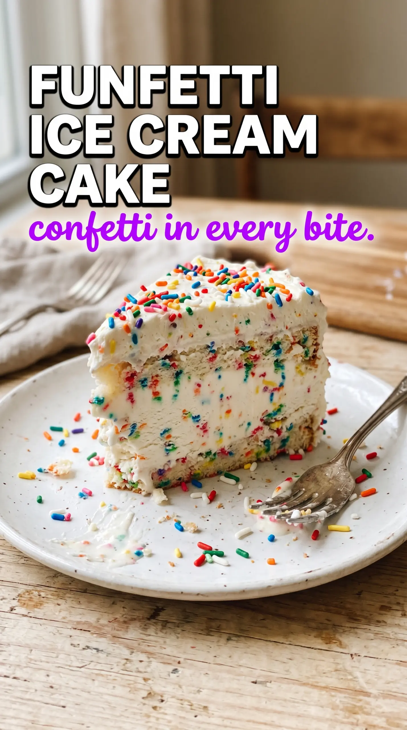 Funfetti Ice Cream Cake colorful sprinkle birthday dessert