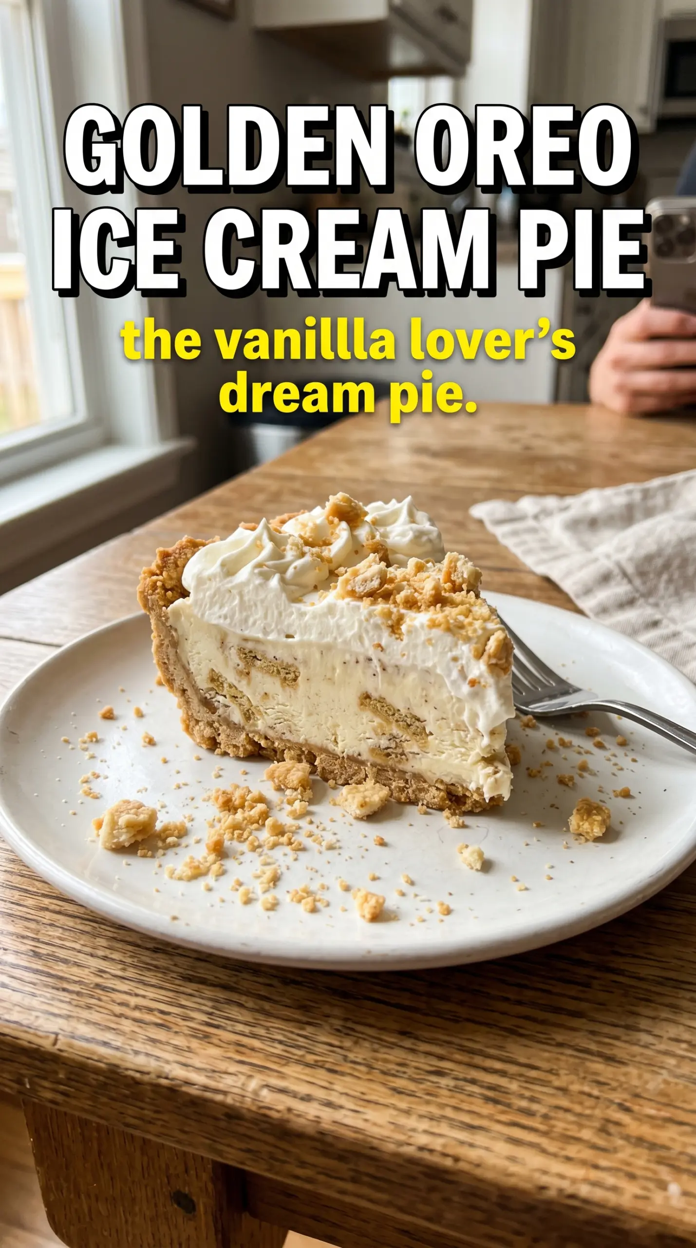 Slice of layered ice cream cake on a plate