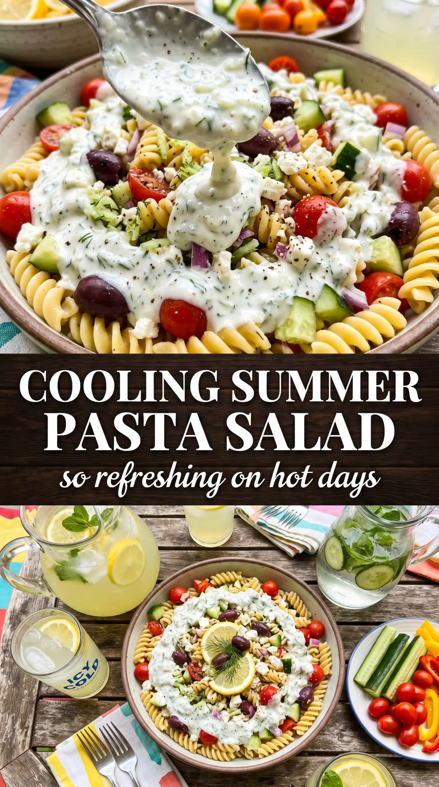 Greek Tzatziki Pasta Salad creamy cucumber dill