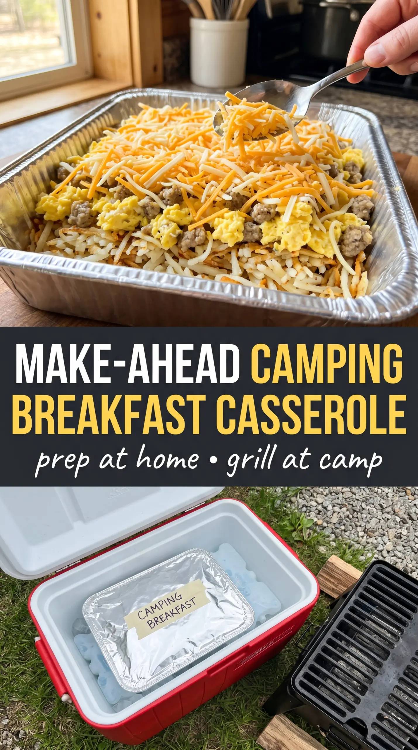 Grilled Breakfast Casserole cheesy Dutch oven golden