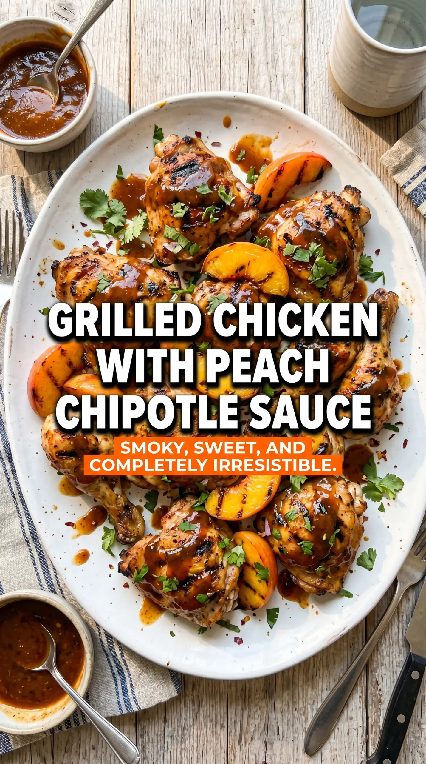 Grilled Chicken with Peach Chipotle Sauce smoky sweet glazed