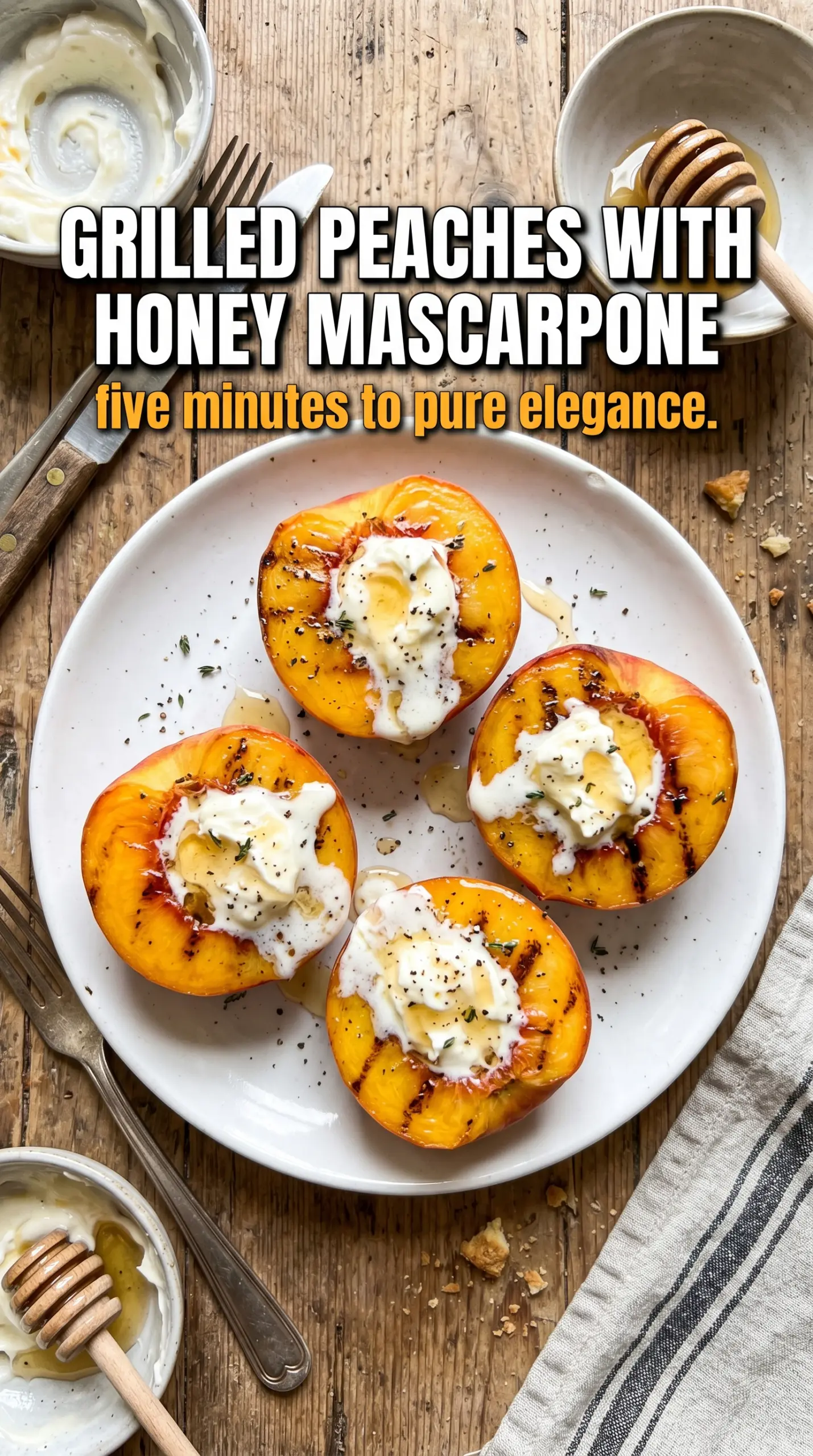 Grilled Peaches with Honey and Mascarpone caramelized creamy