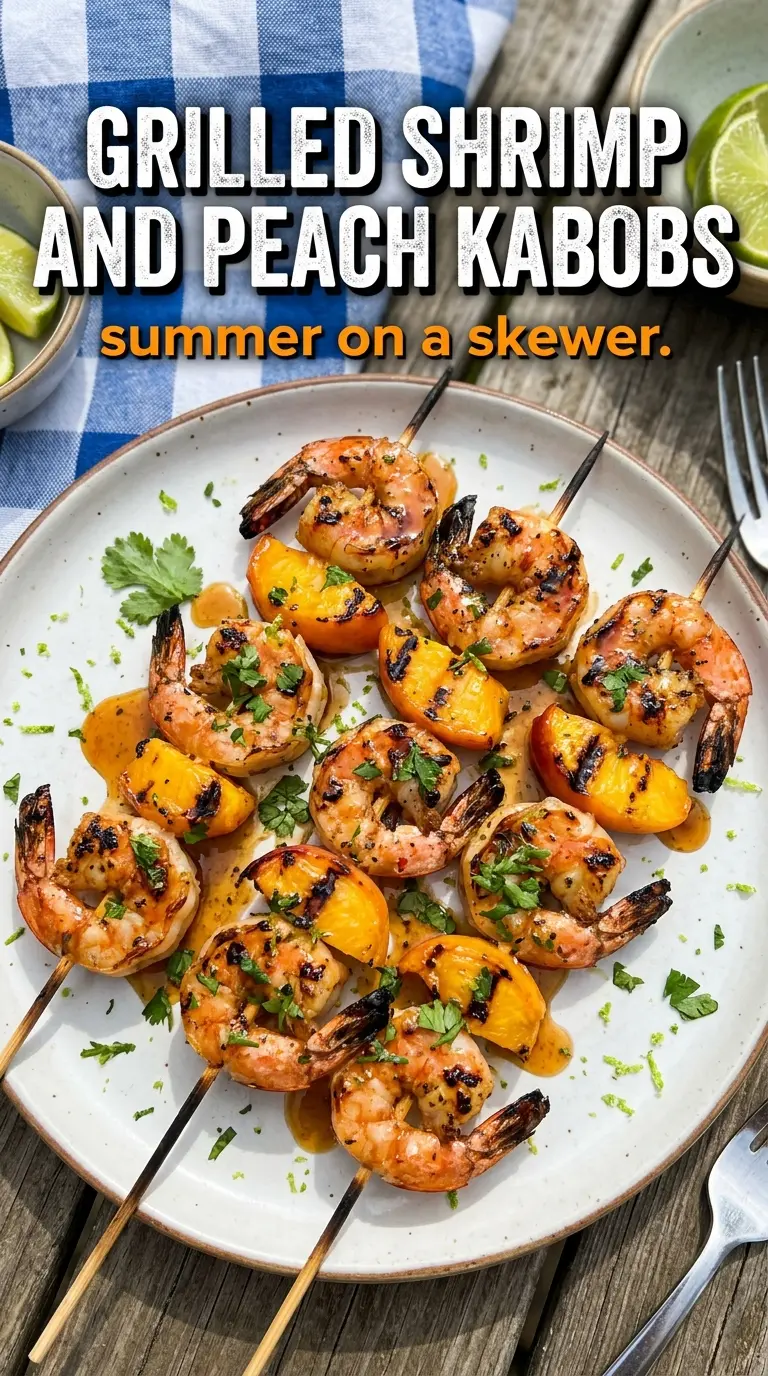 Grilled Shrimp and Peach Kabobs smoky sweet