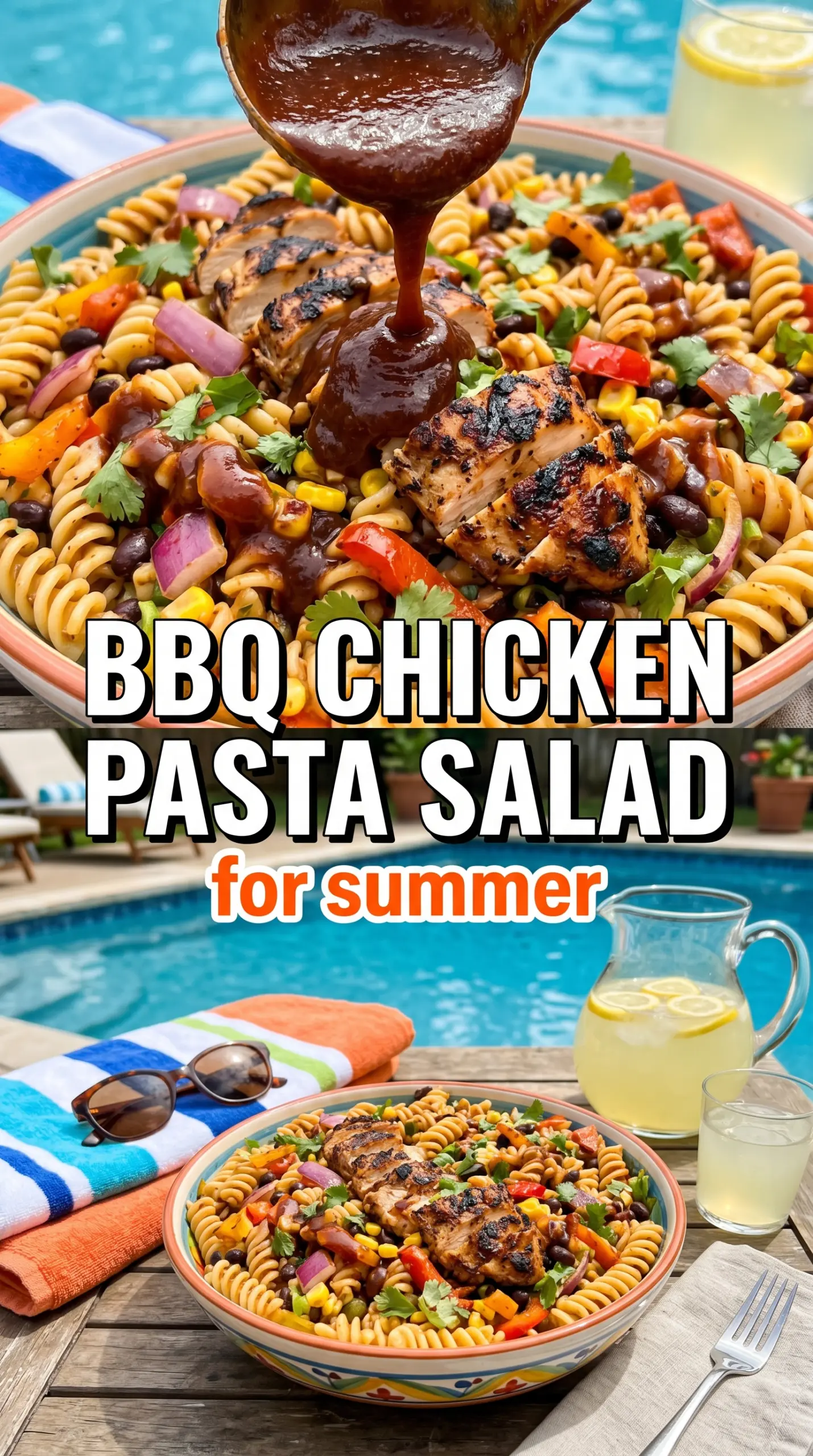High Protein BBQ Chicken Pasta Salad smoky creamy colorful