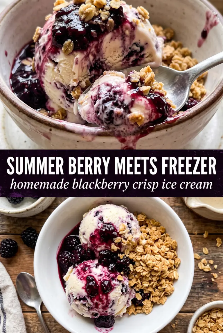 Homemade Blackberry Crisp Ice Cream