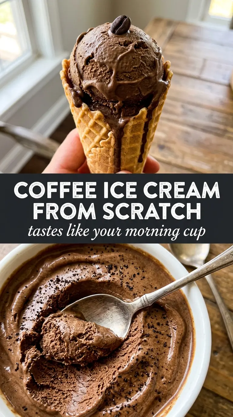 Homemade Coffee Ice Cream deep roasted creamy
