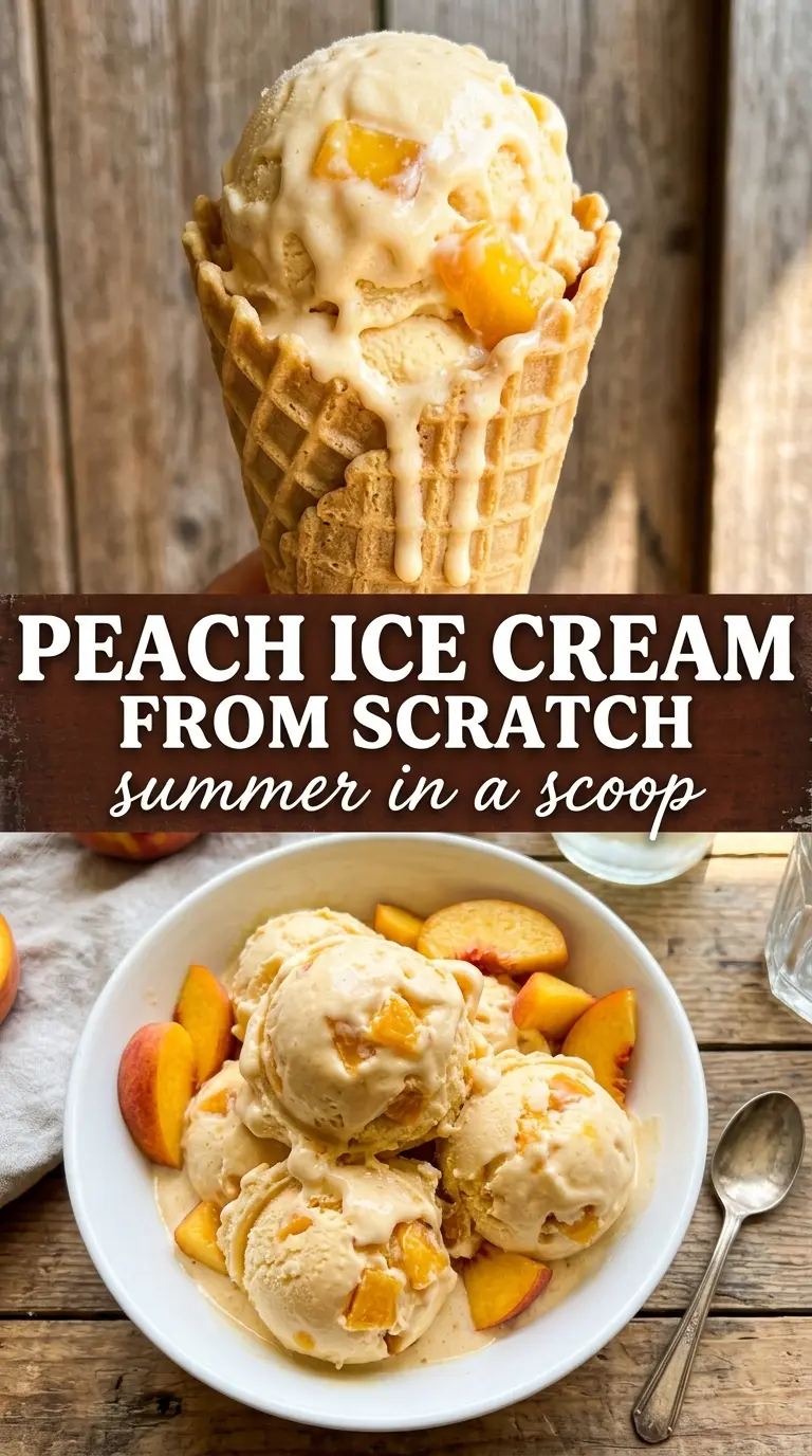 Homemade Peach Ice Cream creamy peachy frozen dessert
