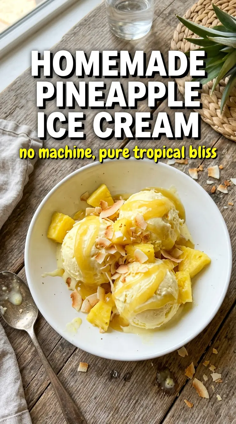 Homemade Pineapple Ice Cream bright tropical creamy