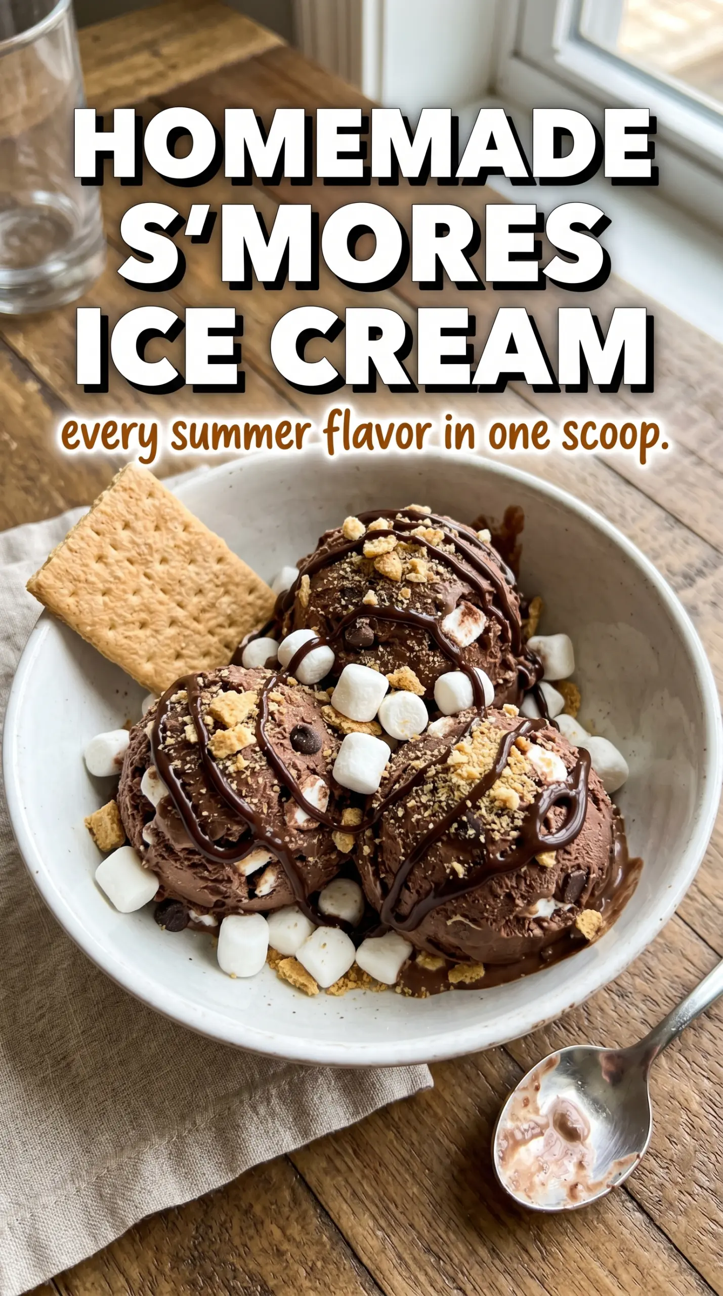 Homemade S'mores Ice Cream toasted chocolate marshmallow graham cracker