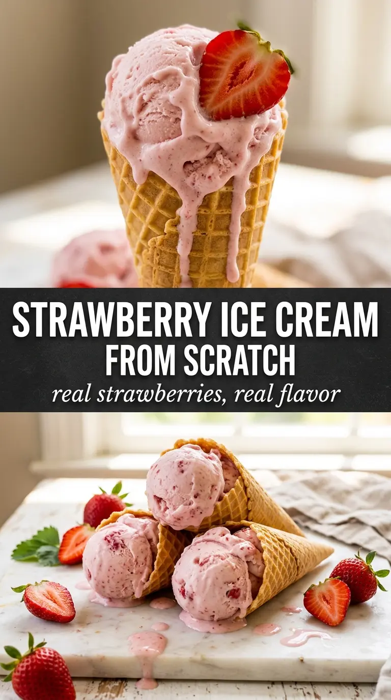 Homemade Strawberry Ice Cream creamy berry