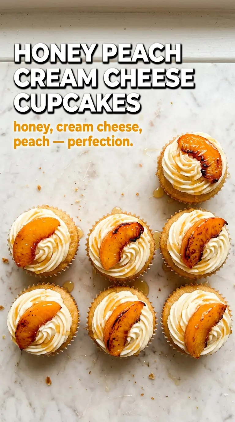 Honey Peach Cream Cheese Cupcakes peachy creamy honey-drizzled