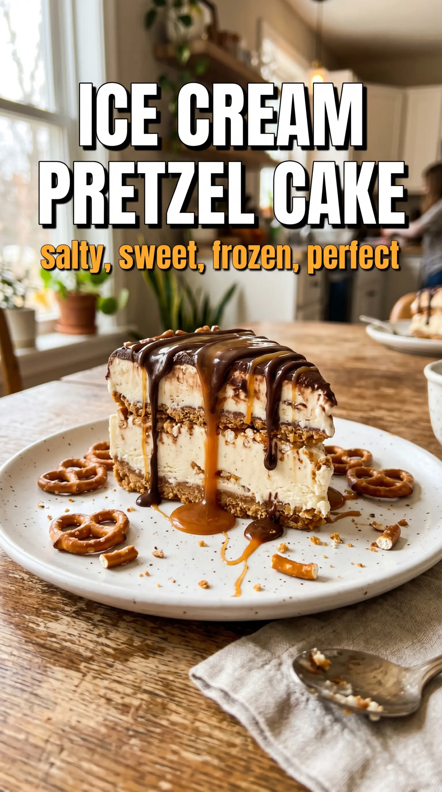 Ice Cream Pretzel Cake salty sweet frozen dessert