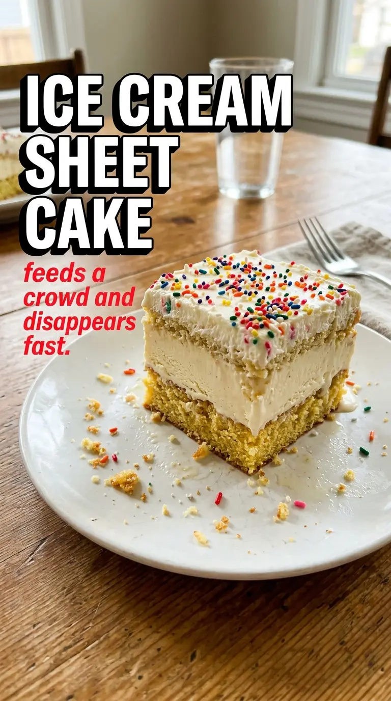 Slice of layered ice cream cake on a plate