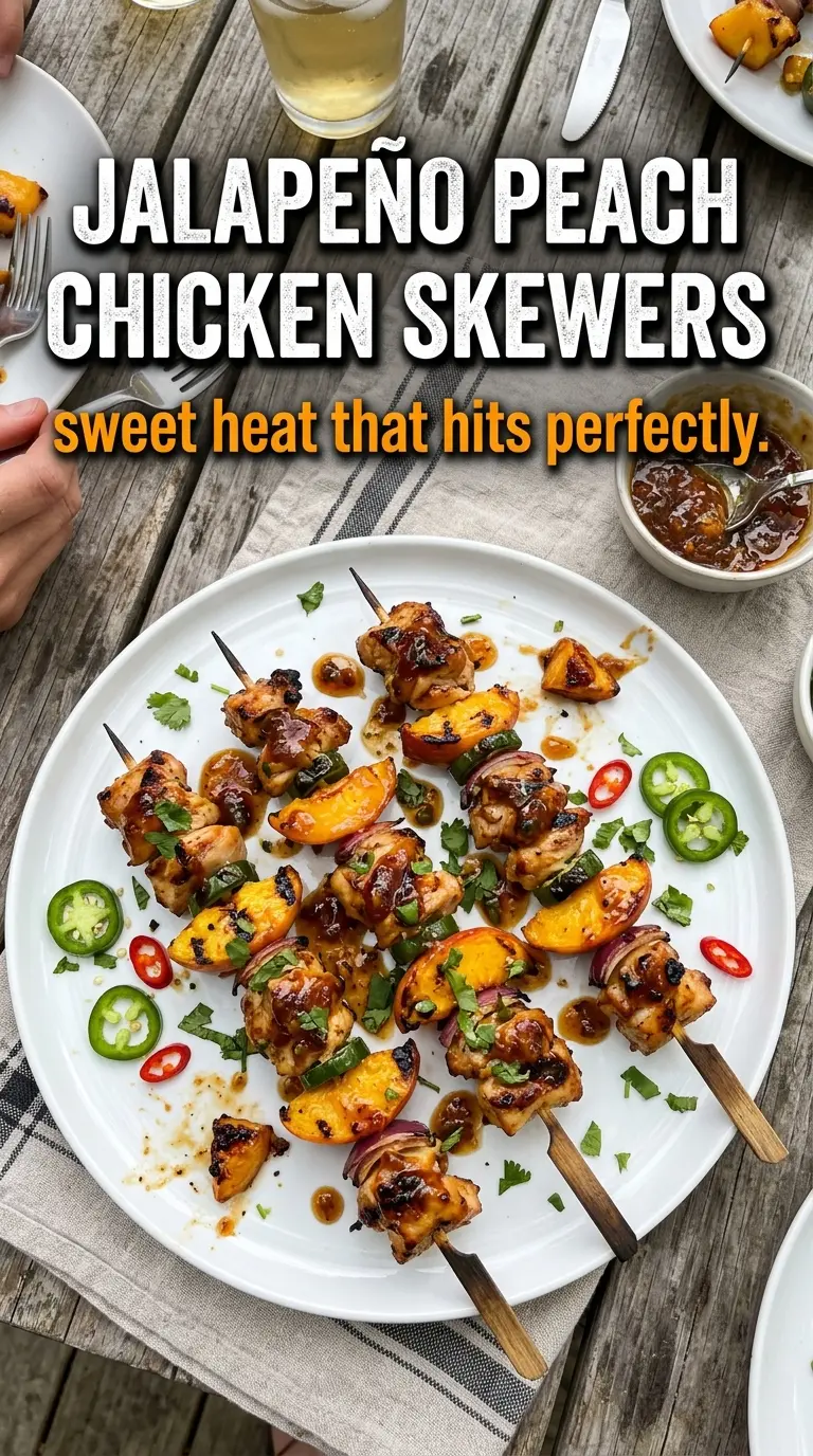 Jalapeño Peach Chicken Skewers sweet heat charred