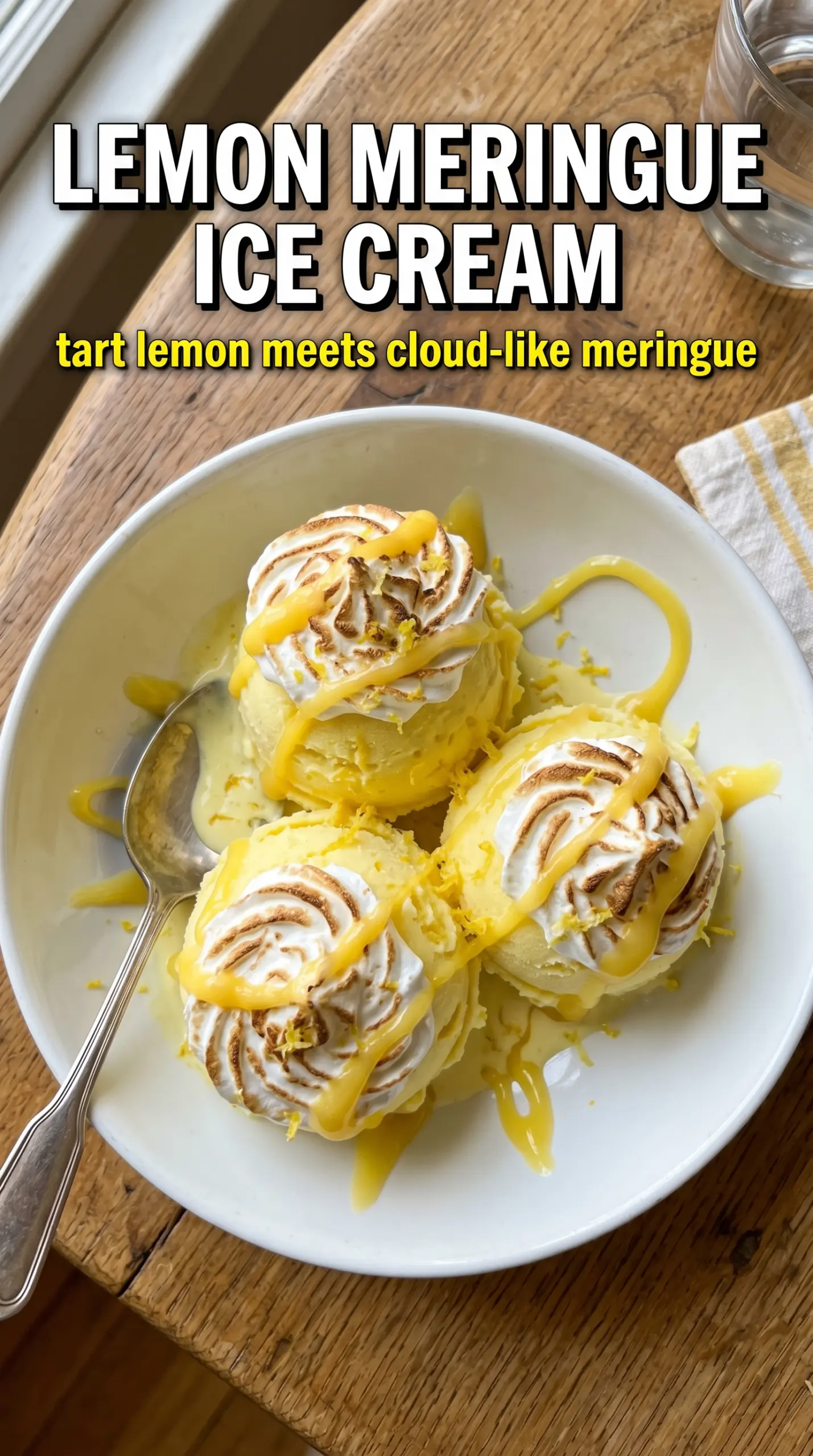 Lemon meringue ice cream bright creamy