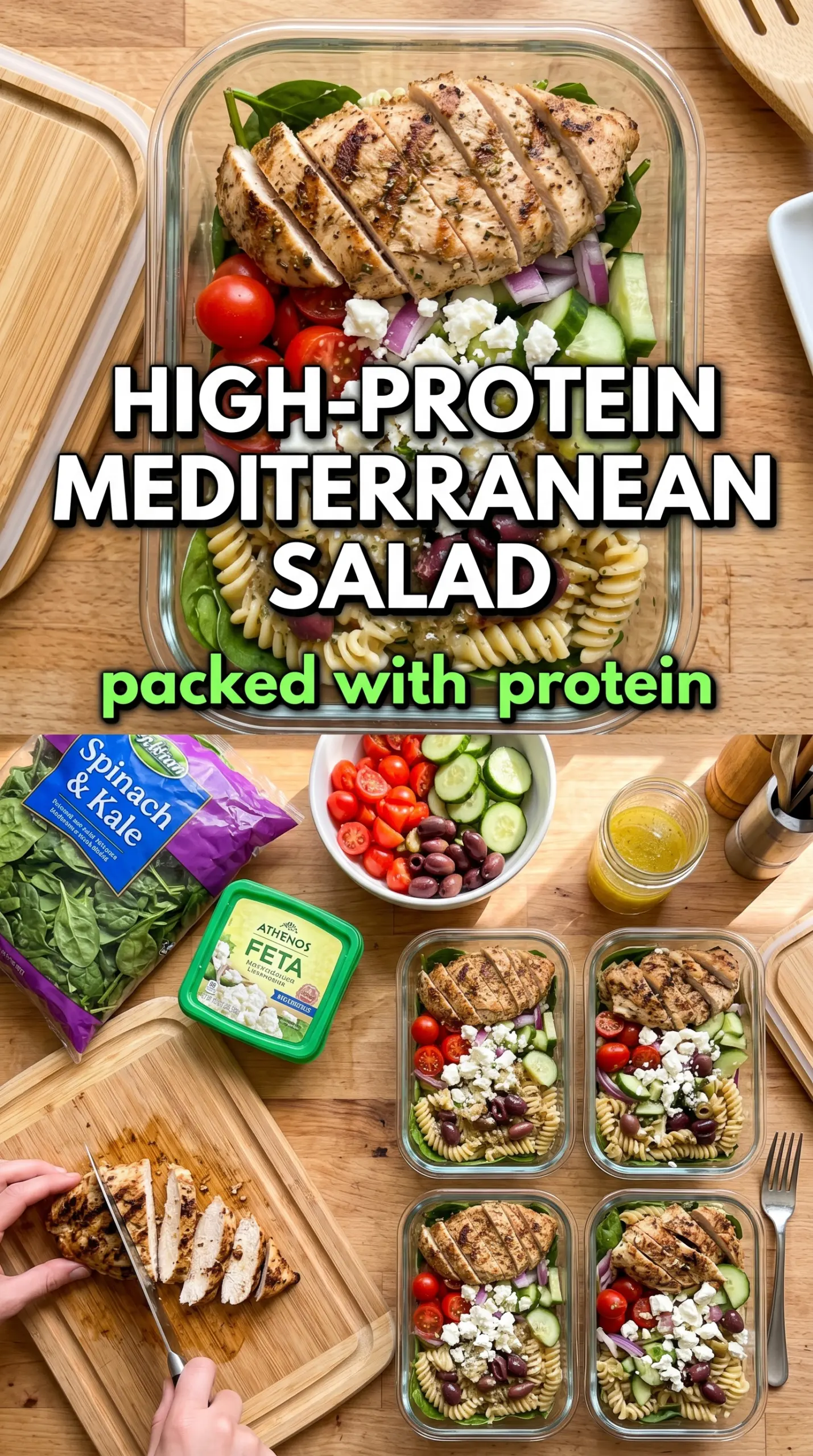 Mediterranean Chicken Pasta Salad bright lemony colorful