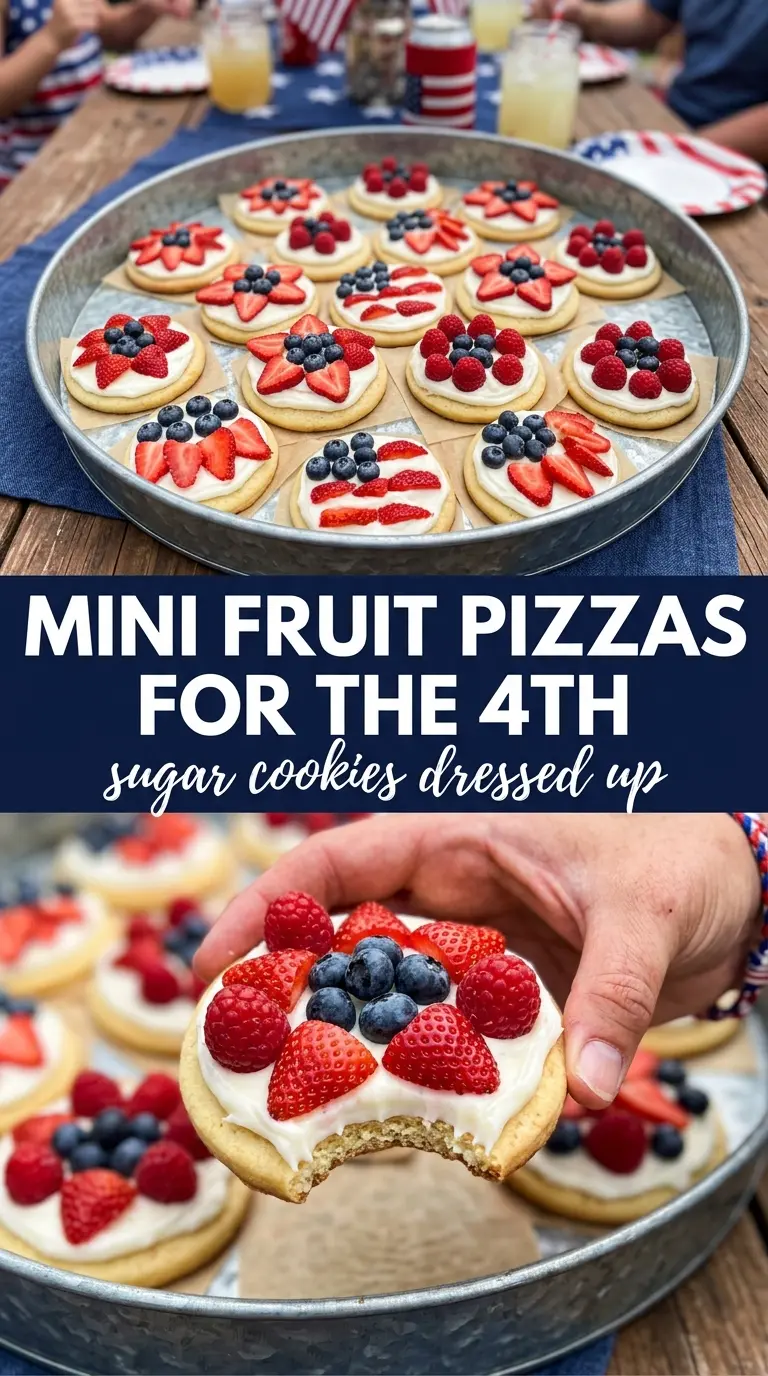 Mini Patriotic Fruit Pizzas red white blue berries