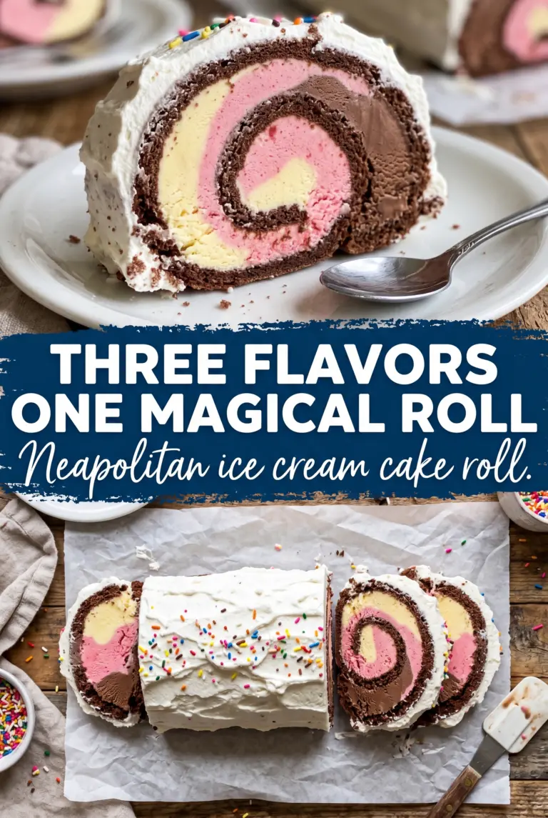 Neapolitan Ice Cream Cake Roll