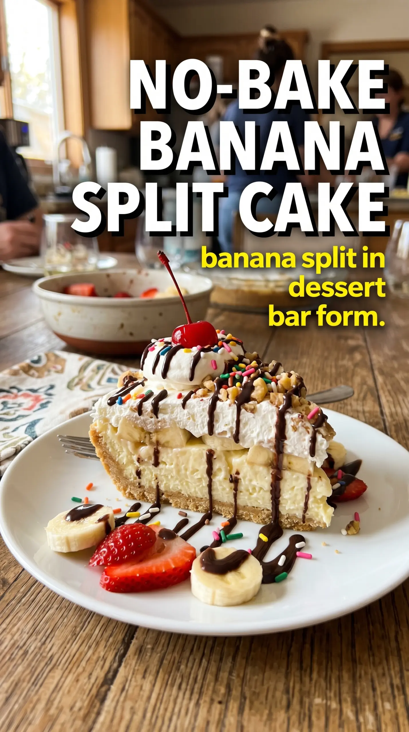 No-Bake Banana Split Cake creamy banana pineapple