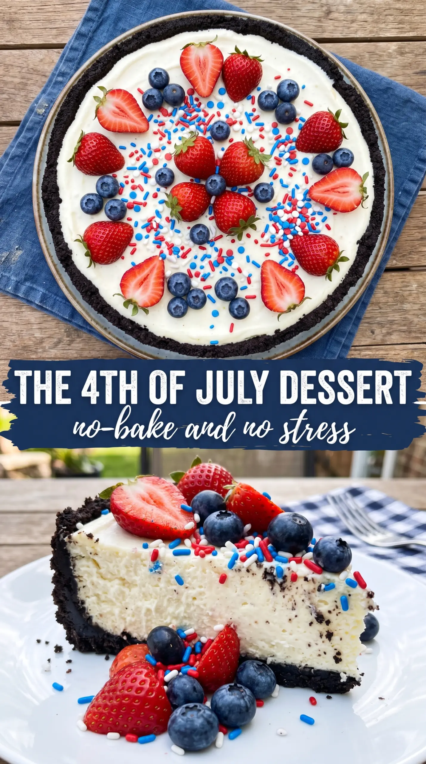 No-Bake Fireworks Oreo Cheesecake creamy patriotic dessert