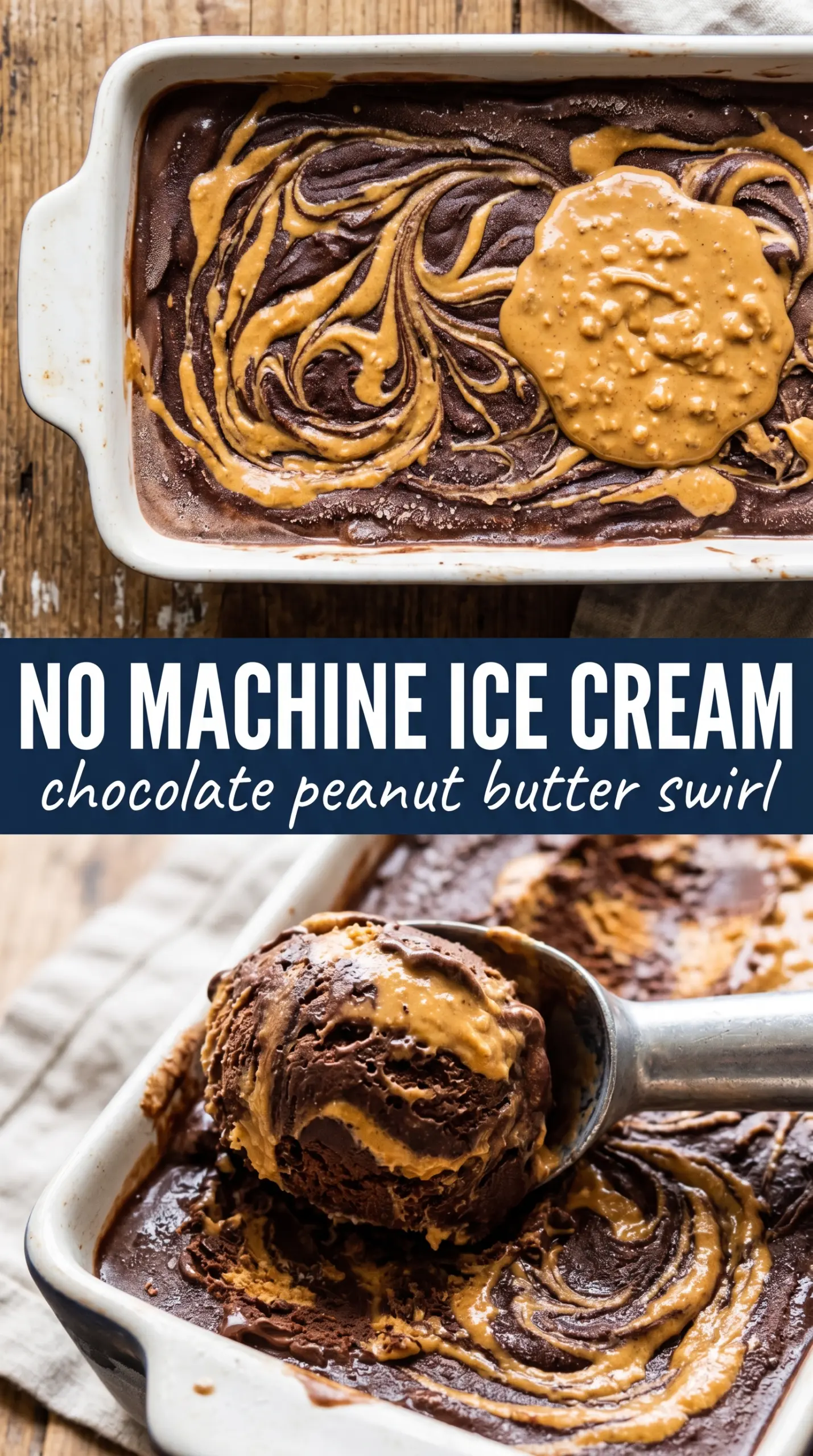 No-Churn Chocolate Peanut Butter Ice Cream creamy swirls