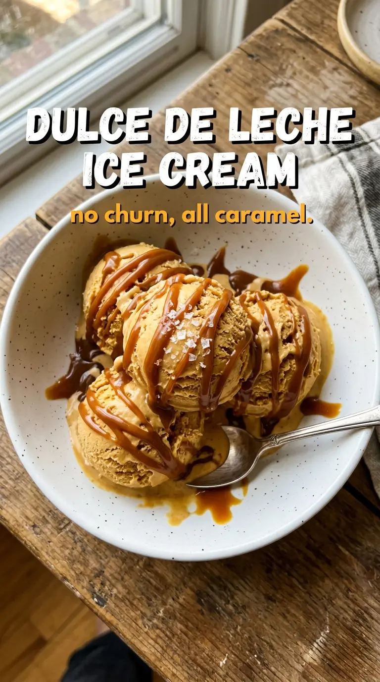 No-Churn Dulce de Leche Ice Cream creamy caramel swirls