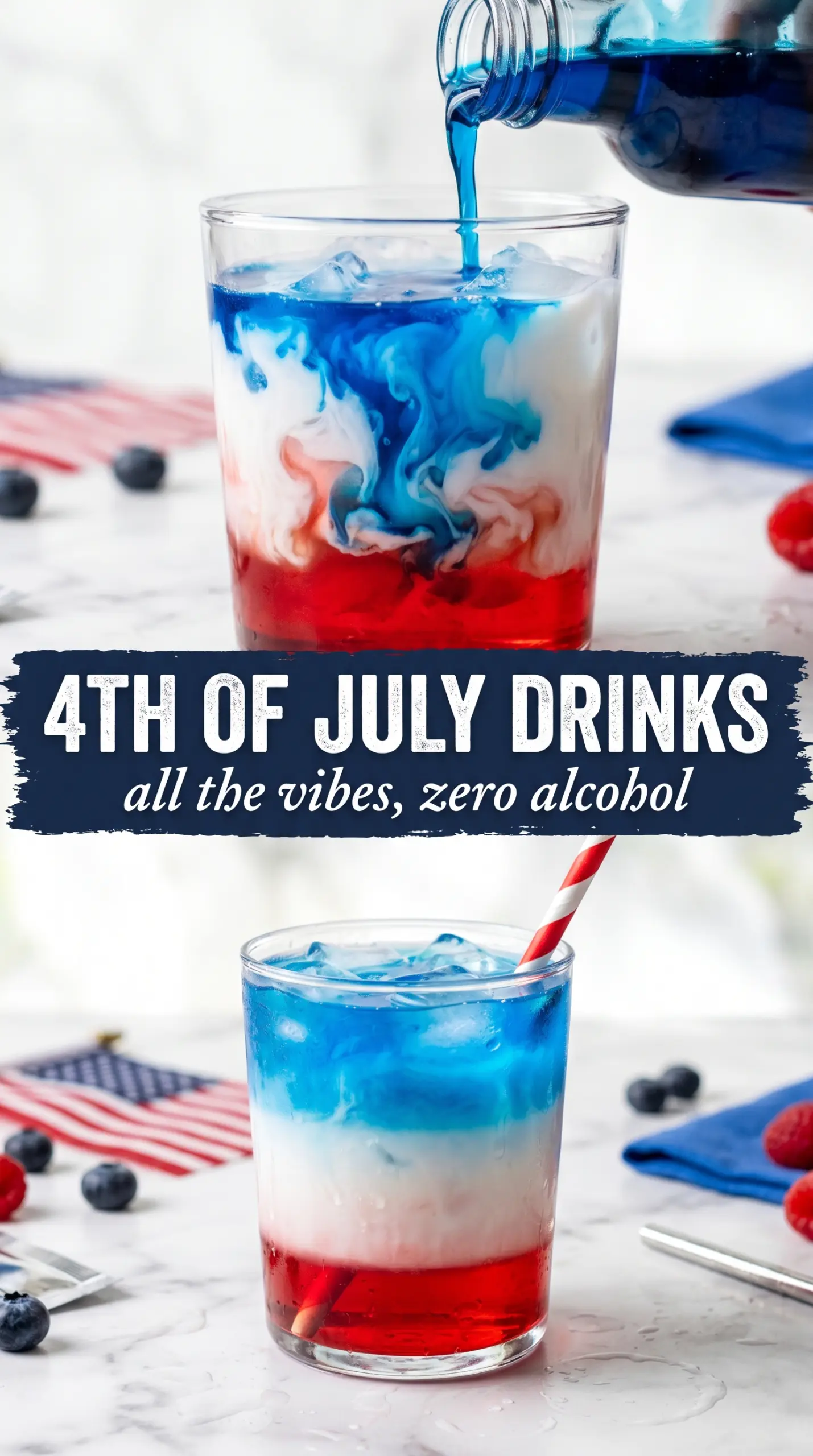 Colorful layered drink or beverage in a glass