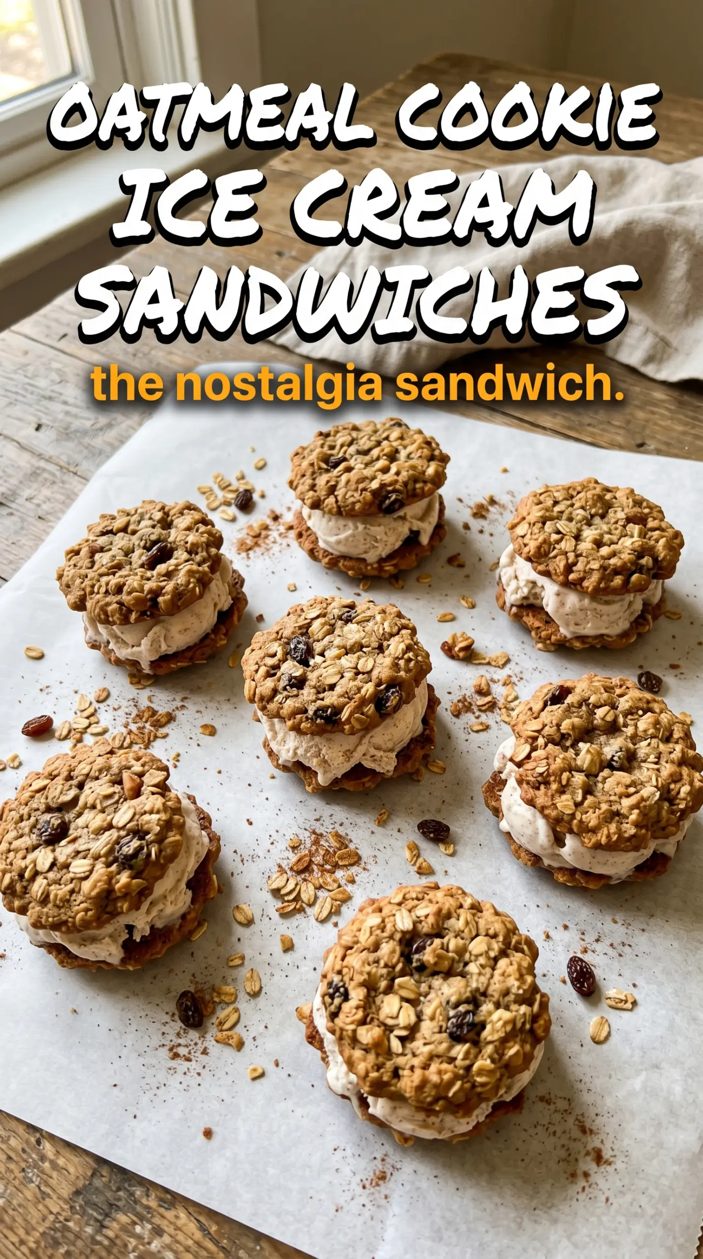 Ice cream sandwich with cookies or bread
