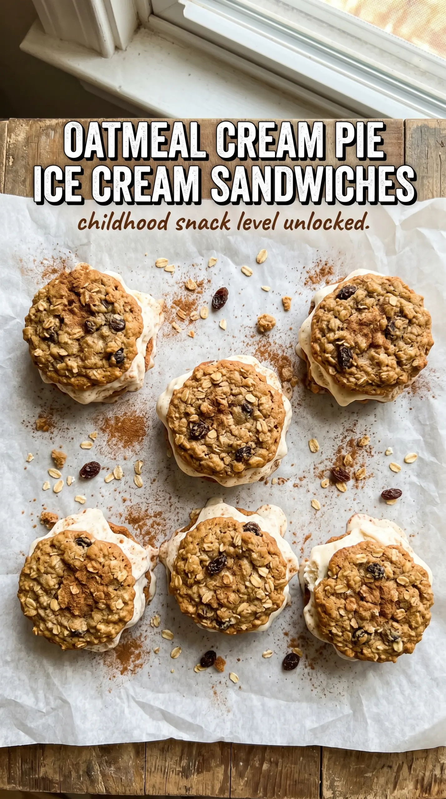 Oatmeal Cream Pie Ice Cream Sandwiches chewy cinnamon