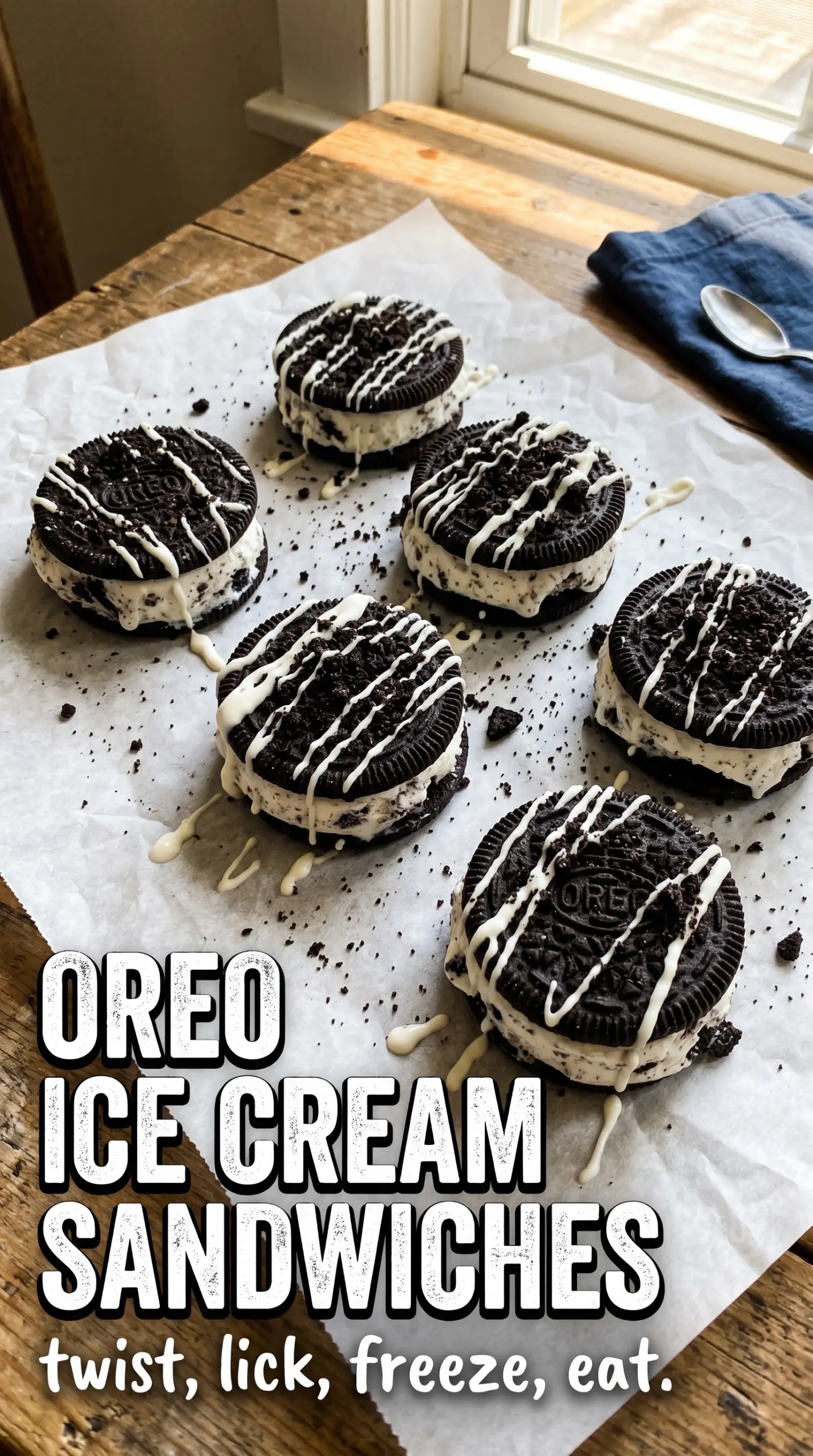 Oreo Ice Cream Sandwiches chocolate cookies cookies-and-cream