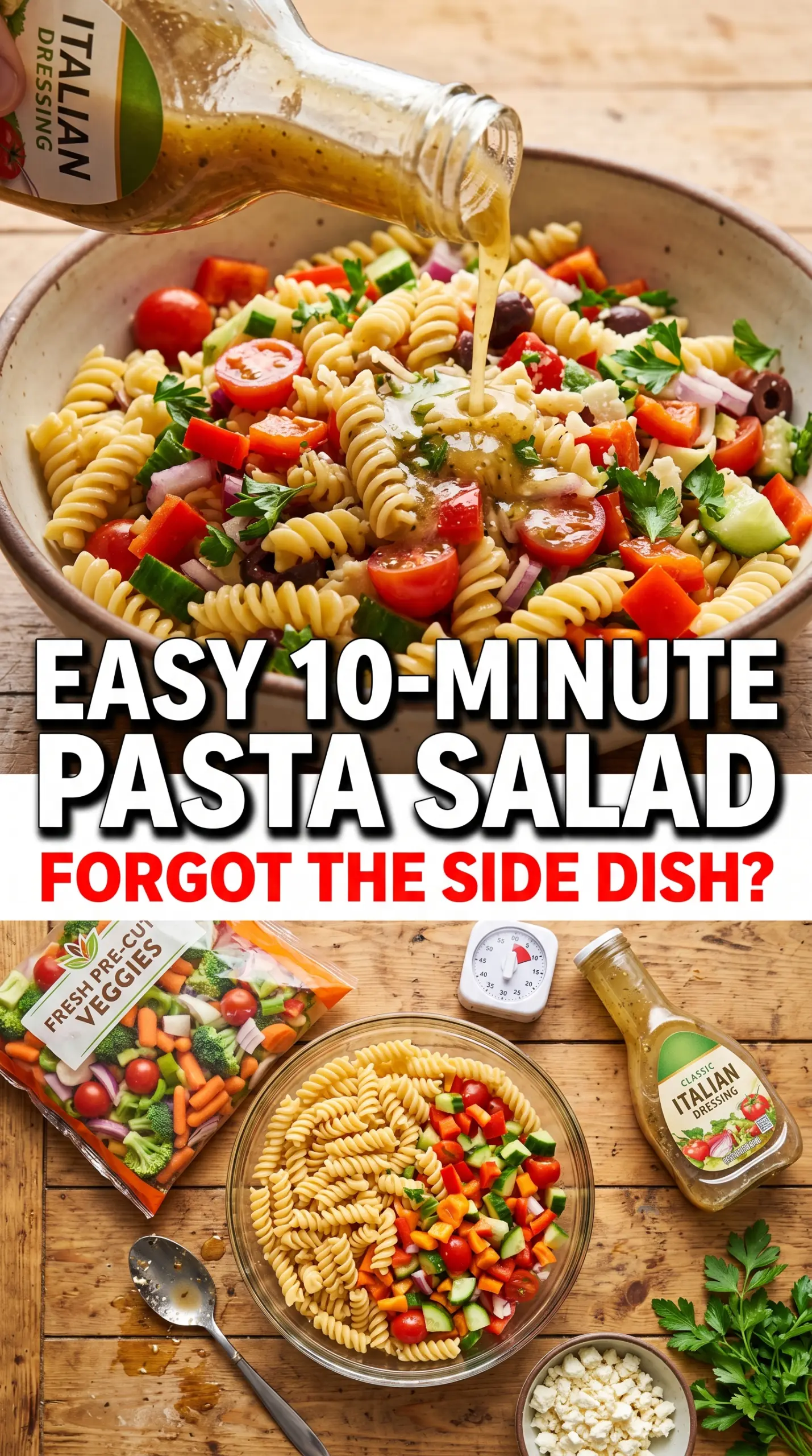 Pasta Salad With Italian Dressing, colorful and crisp