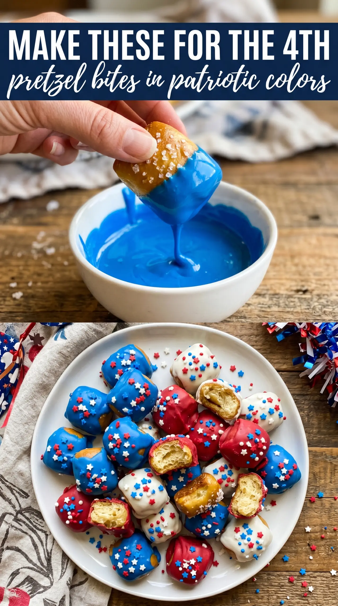 Patriotic Pretzel Bites red white blue festive