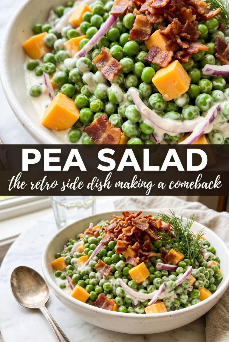 Creamy Pea Salad with Bacon, Cheddar, and Red Onion