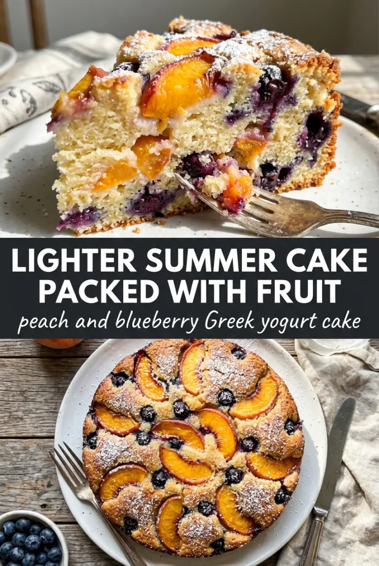 Peach and Blueberry Greek Yogurt Cake