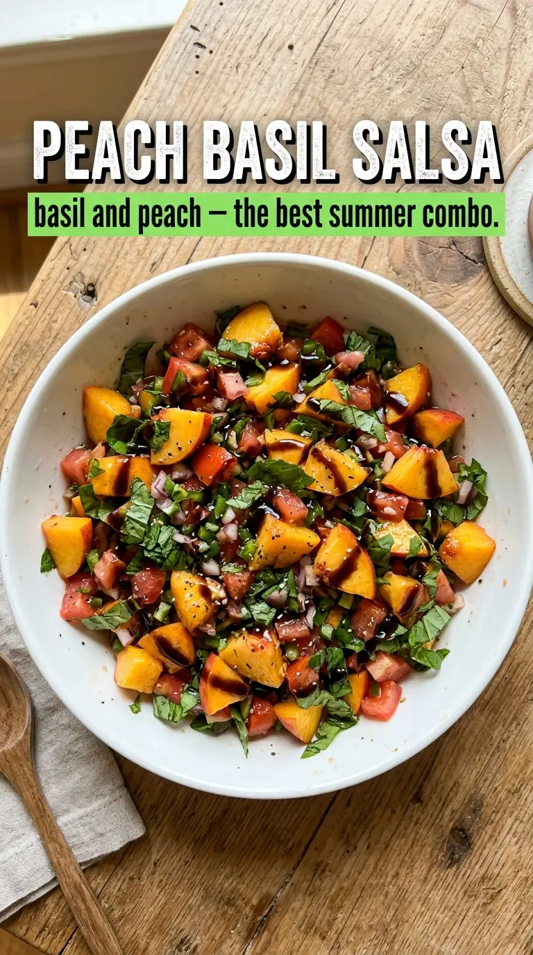 Peach Basil Salsa golden peaches, fresh basil, balsamic
