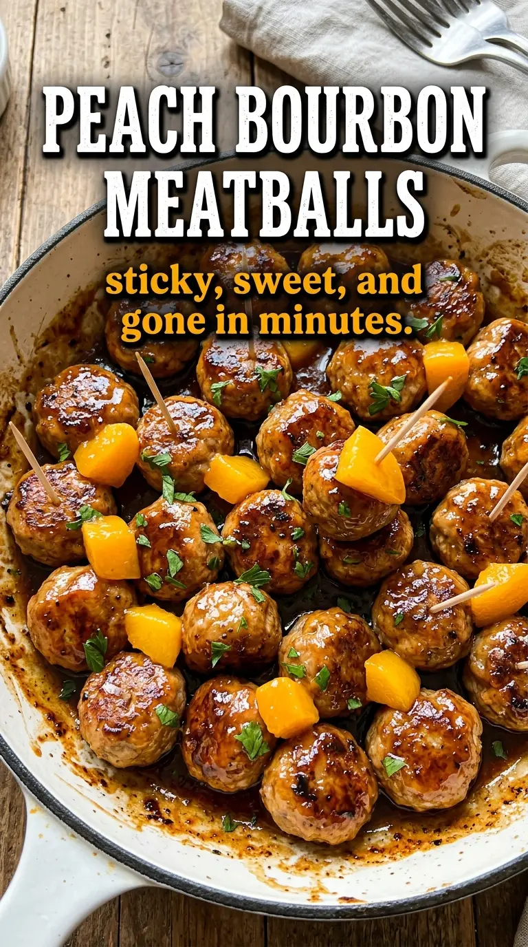 Cooked peach-glazed meatballs or meat dish