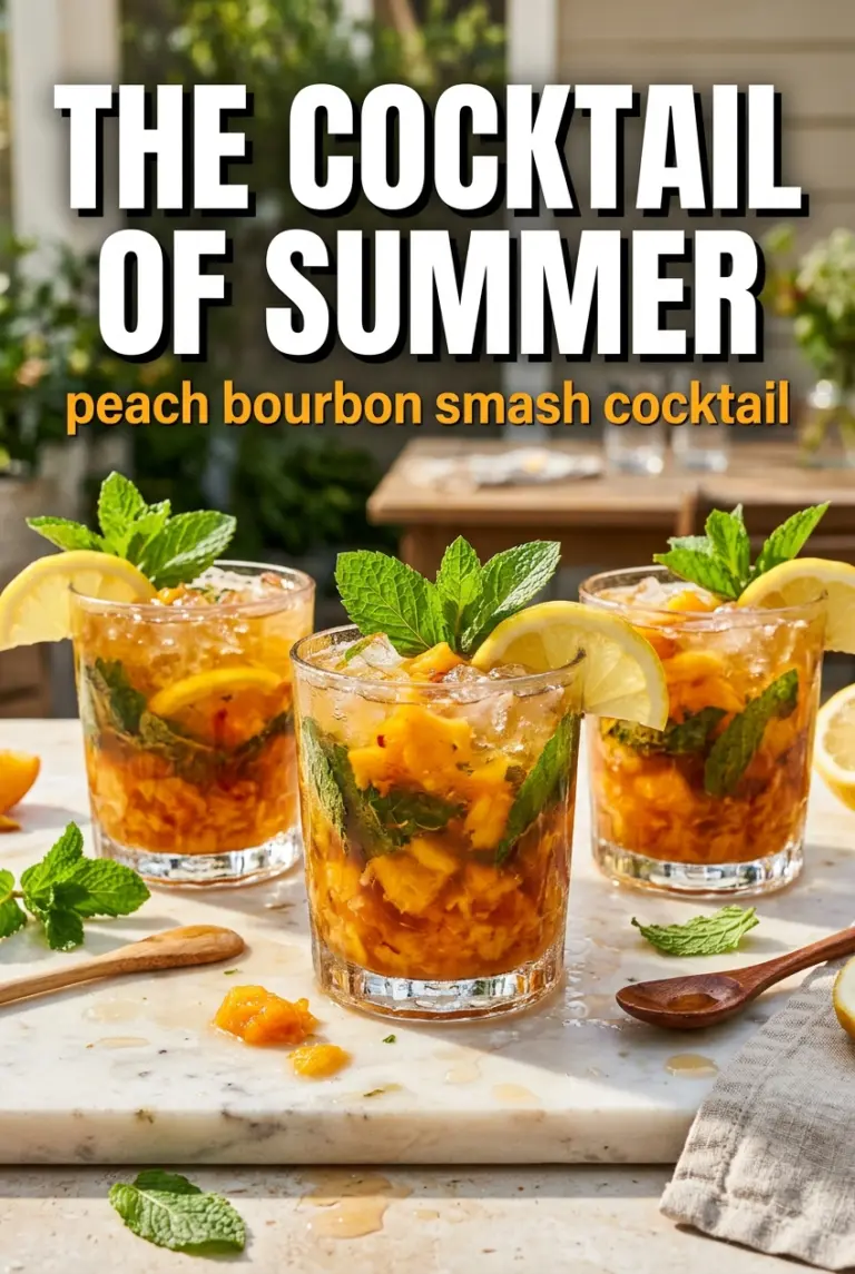Peach Bourbon Smash Cocktail