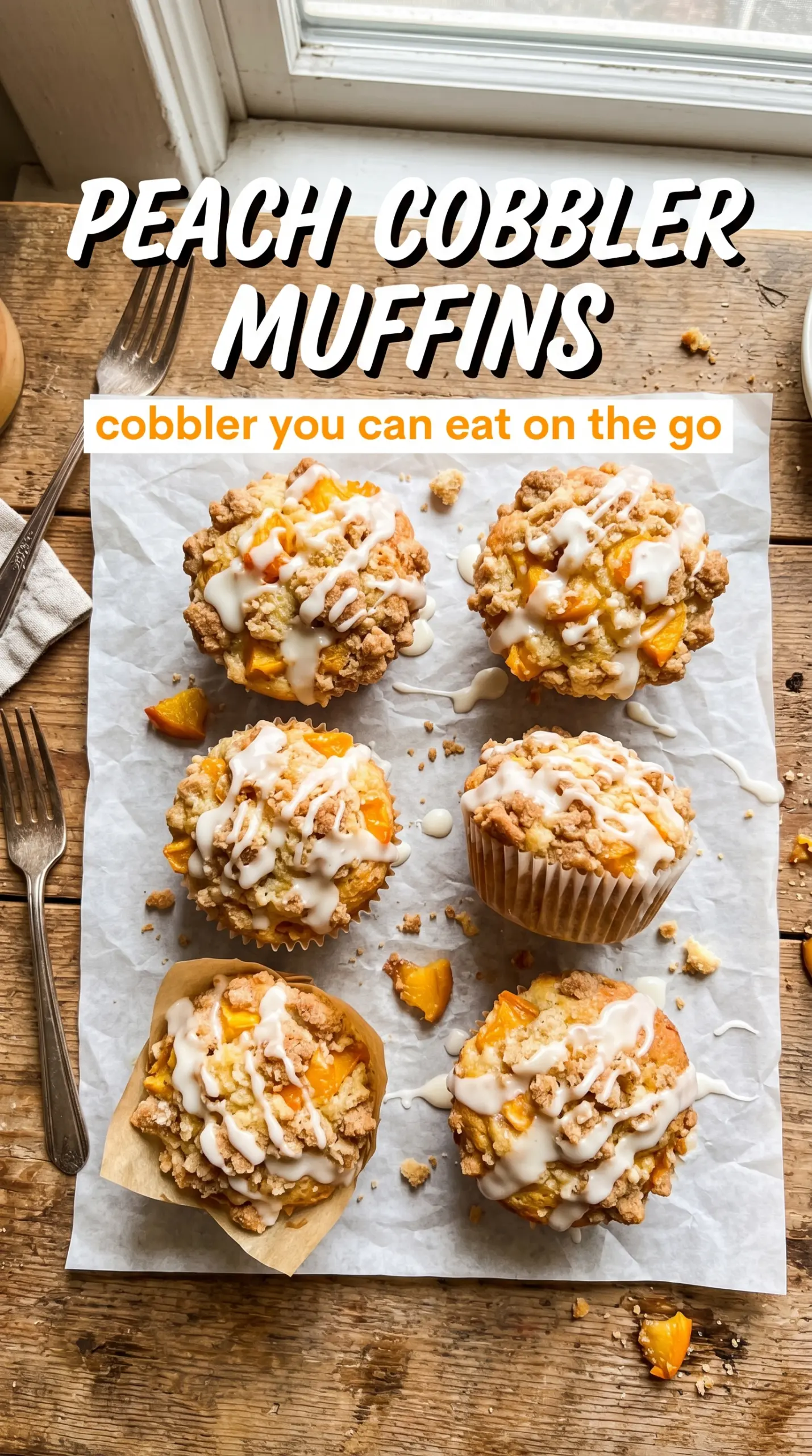 Peach Cobbler Muffins peachy crumbly golden