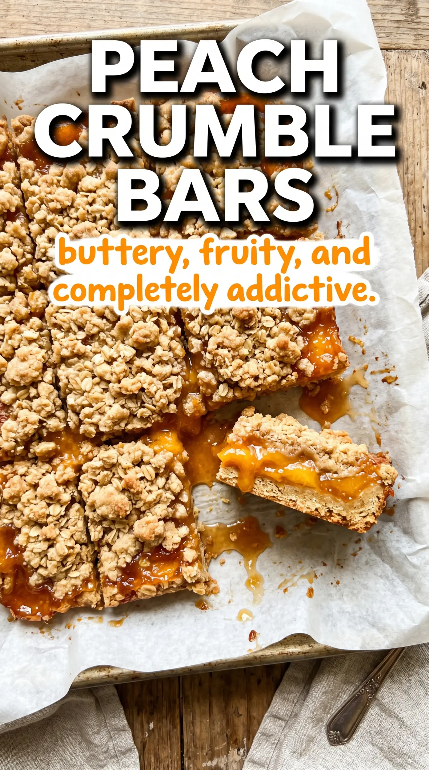 Peach crumble bars buttery oat layers