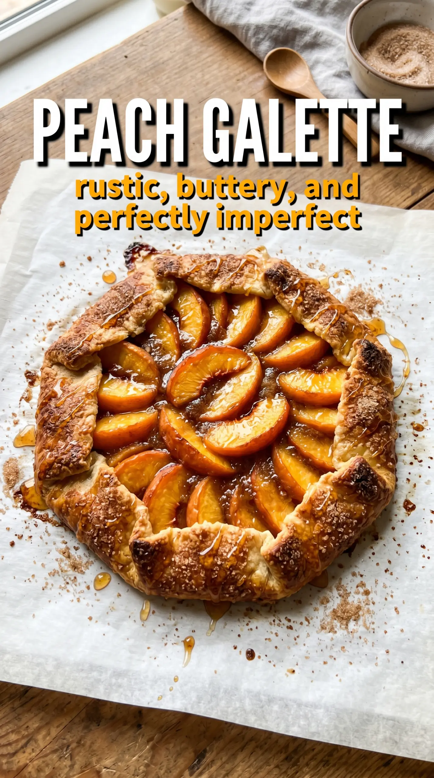 Peach Galette flaky peaches caramelized