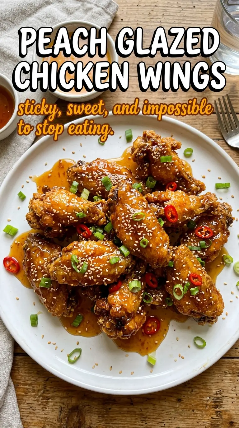 Peach Glazed Chicken Wings sticky caramelized