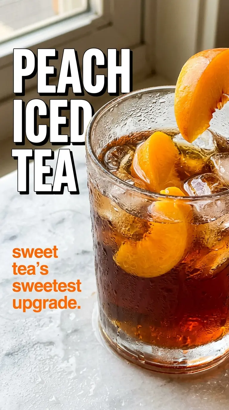 Peach iced tea fresh, golden, chilled