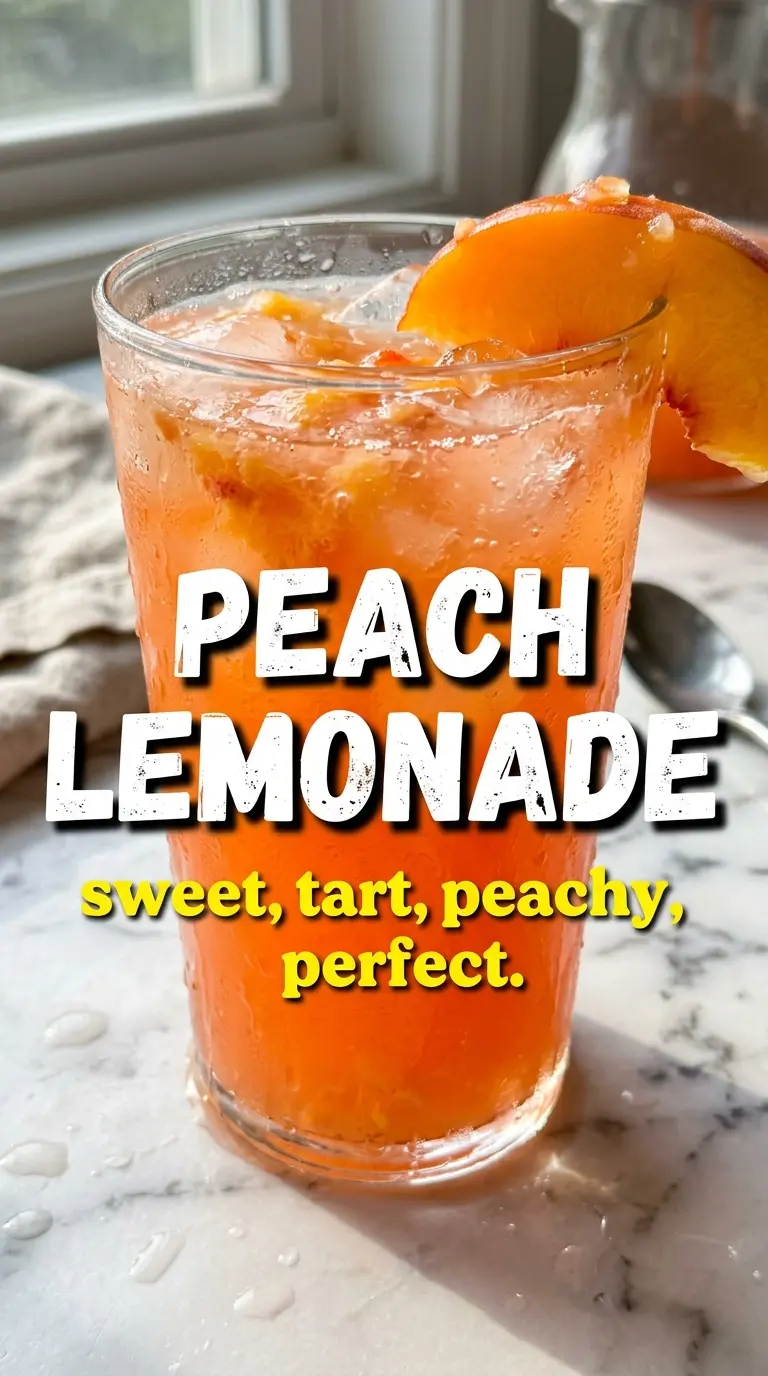 Peach lemonade, golden, refreshing, fresh